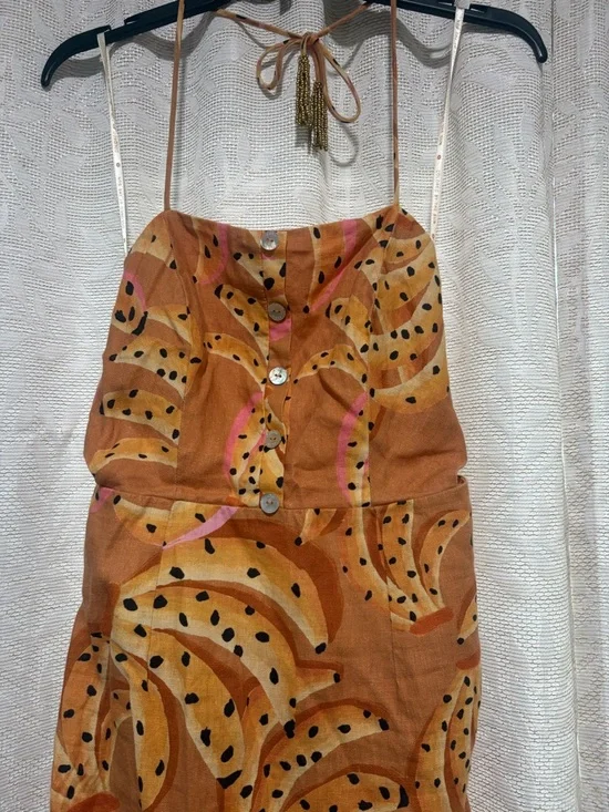 FARM Rio Rust Orange Printed Strapless Maxi Dress - Picture 4 of 11